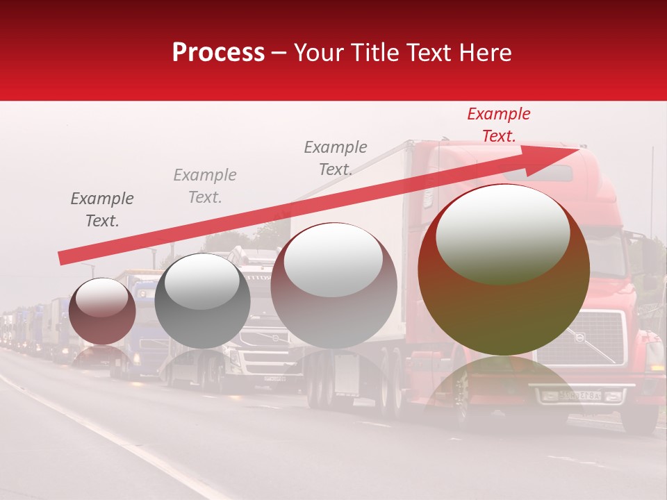 A Row Of Semi Trucks Driving Down A Road PowerPoint Template