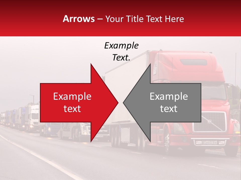 A Row Of Semi Trucks Driving Down A Road PowerPoint Template