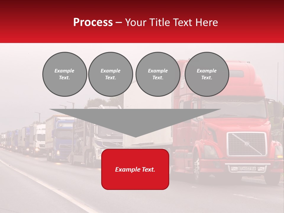 A Row Of Semi Trucks Driving Down A Road PowerPoint Template