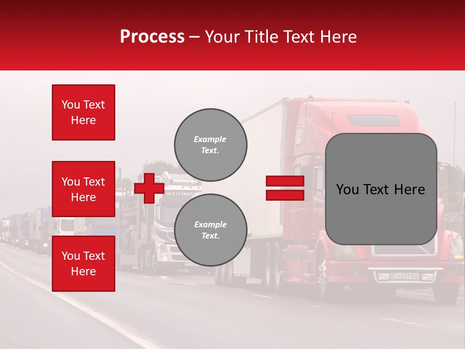 A Row Of Semi Trucks Driving Down A Road PowerPoint Template