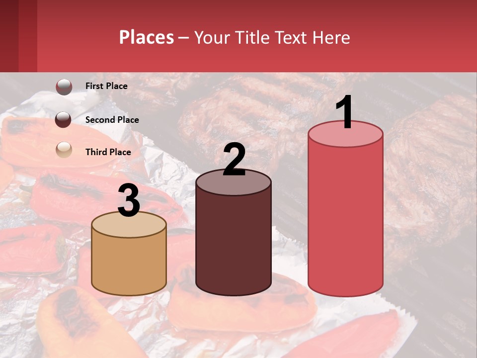 Two Steaks And Peppers Are On A Grill PowerPoint Template