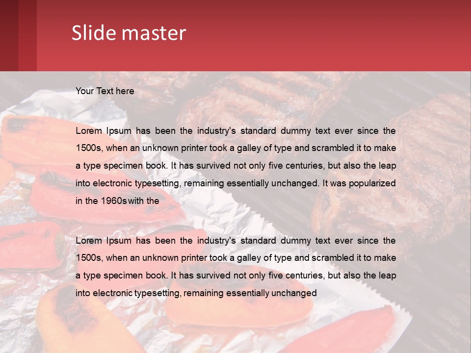 Two Steaks And Peppers Are On A Grill PowerPoint Template