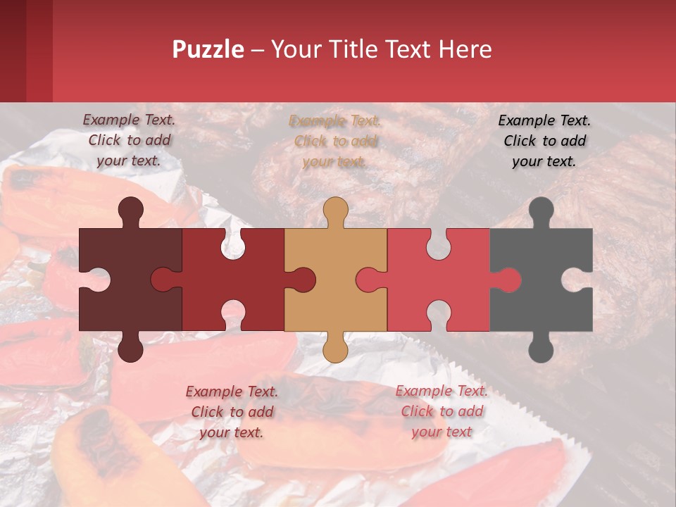 Two Steaks And Peppers Are On A Grill PowerPoint Template