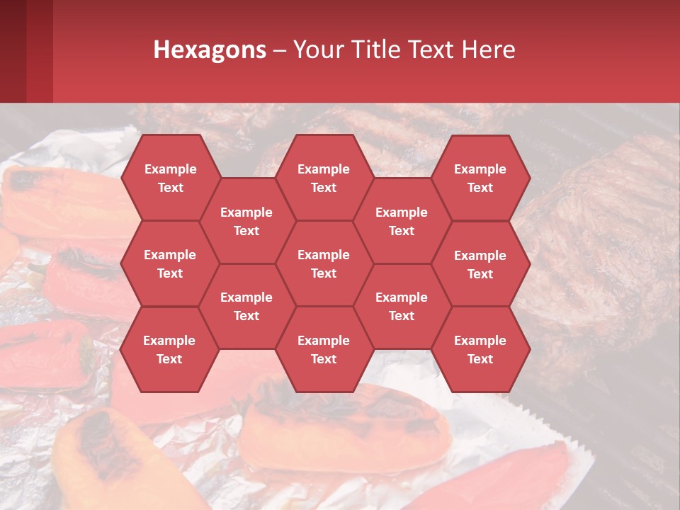 Two Steaks And Peppers Are On A Grill PowerPoint Template