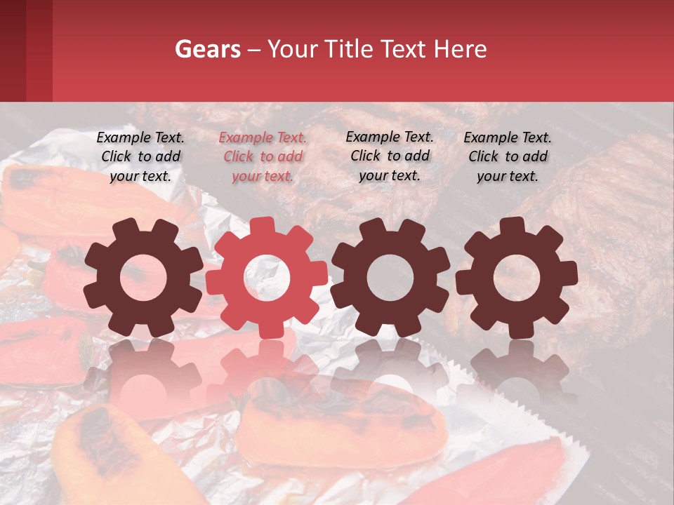 Two Steaks And Peppers Are On A Grill PowerPoint Template