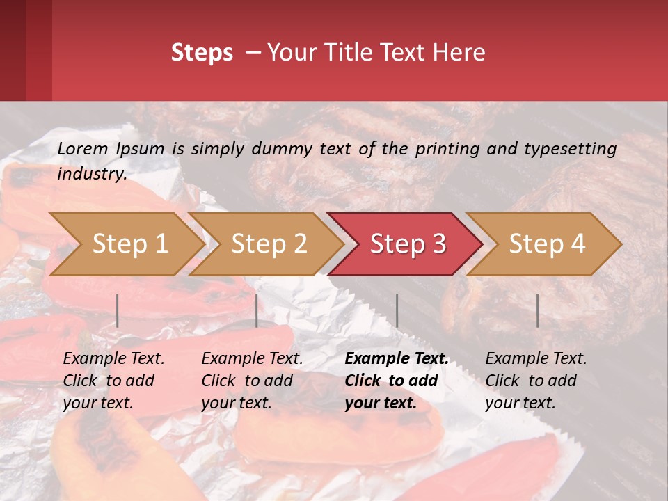 Two Steaks And Peppers Are On A Grill PowerPoint Template