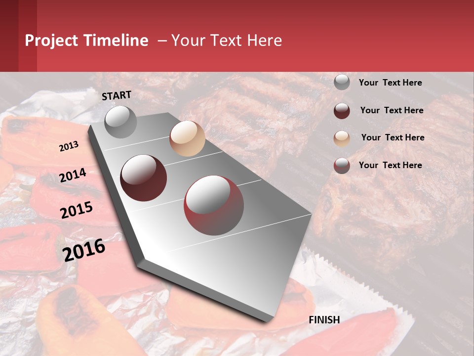 Two Steaks And Peppers Are On A Grill PowerPoint Template