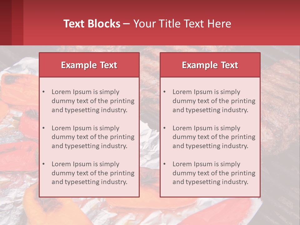 Two Steaks And Peppers Are On A Grill PowerPoint Template