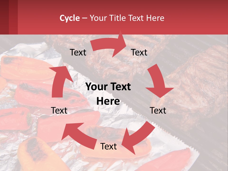 Two Steaks And Peppers Are On A Grill PowerPoint Template
