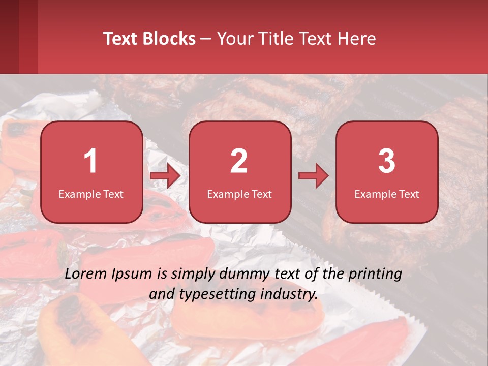 Two Steaks And Peppers Are On A Grill PowerPoint Template