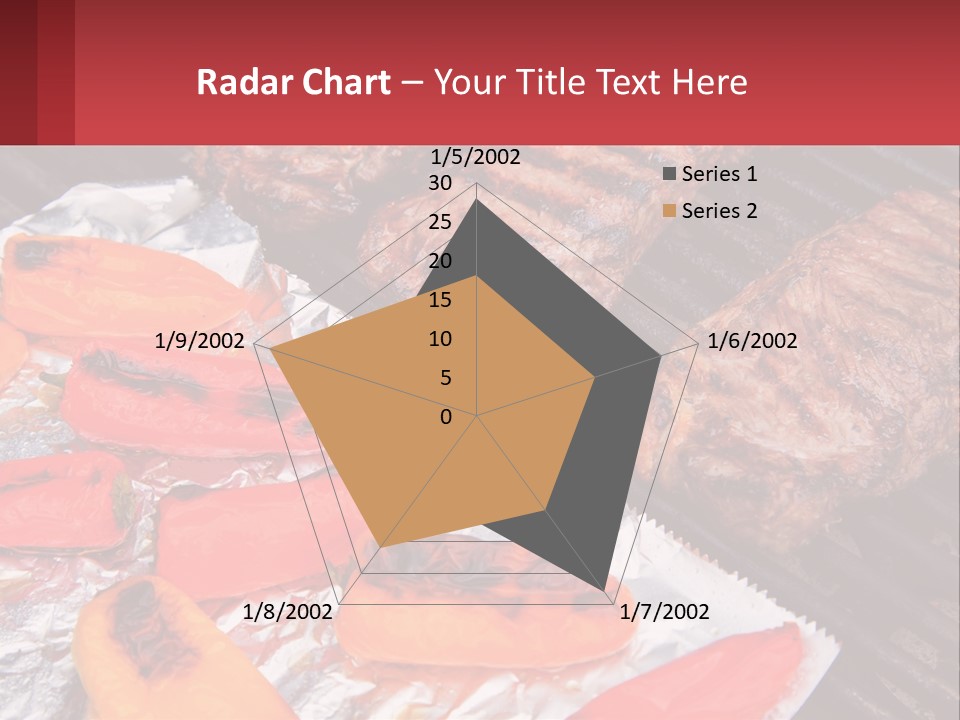 Two Steaks And Peppers Are On A Grill PowerPoint Template