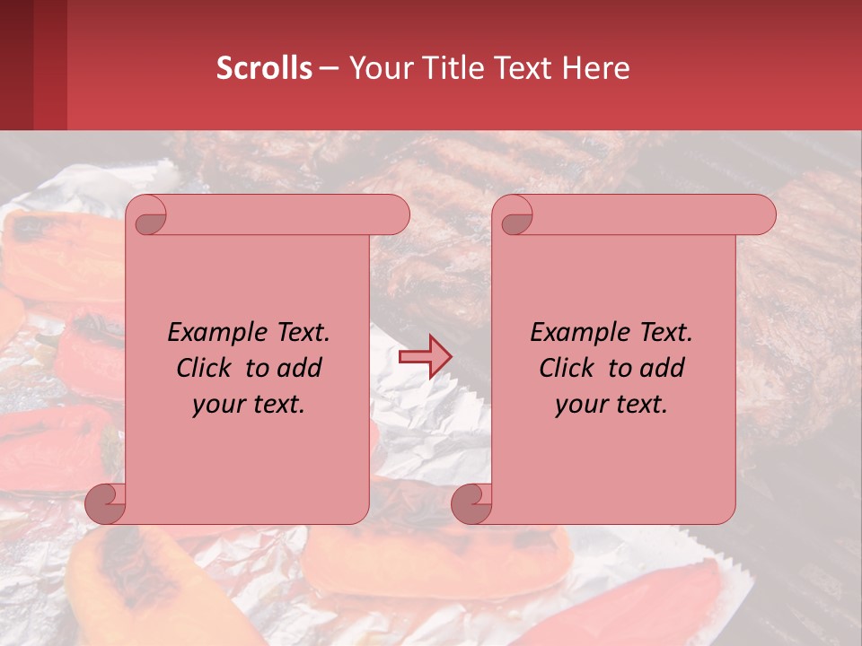 Two Steaks And Peppers Are On A Grill PowerPoint Template