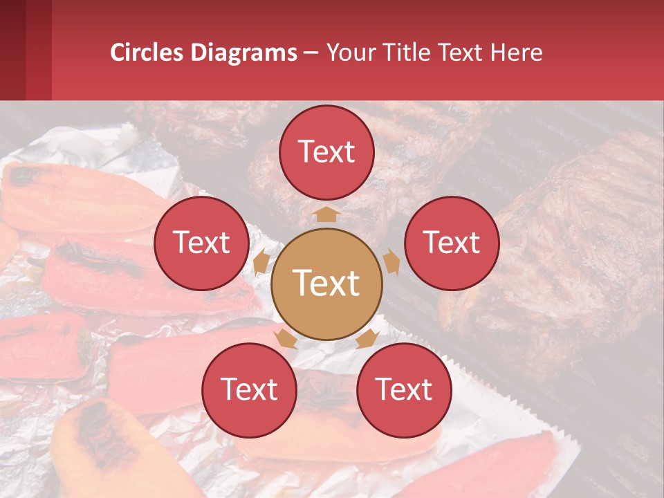 Two Steaks And Peppers Are On A Grill PowerPoint Template