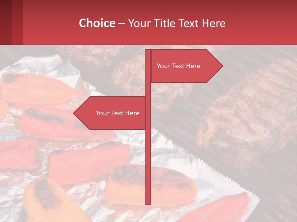 Two Steaks And Peppers Are On A Grill PowerPoint Template