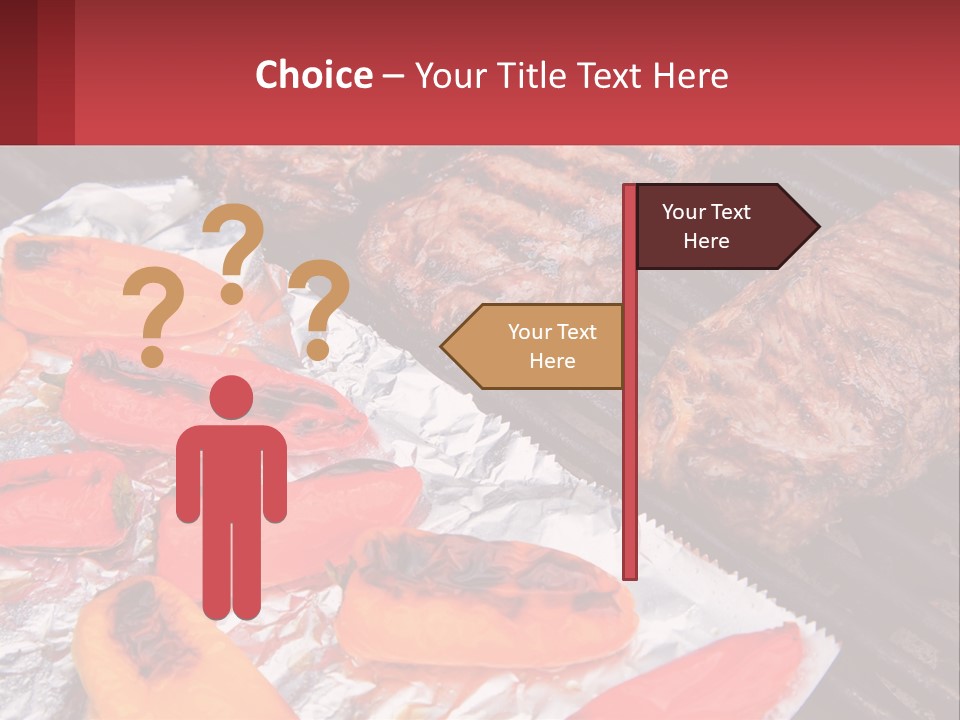 Two Steaks And Peppers Are On A Grill PowerPoint Template