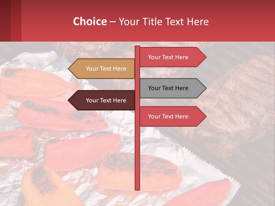 Two Steaks And Peppers Are On A Grill PowerPoint Template