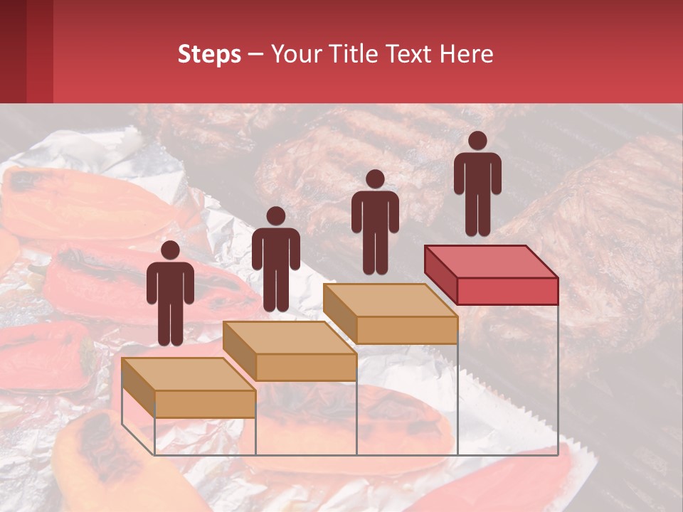 Two Steaks And Peppers Are On A Grill PowerPoint Template