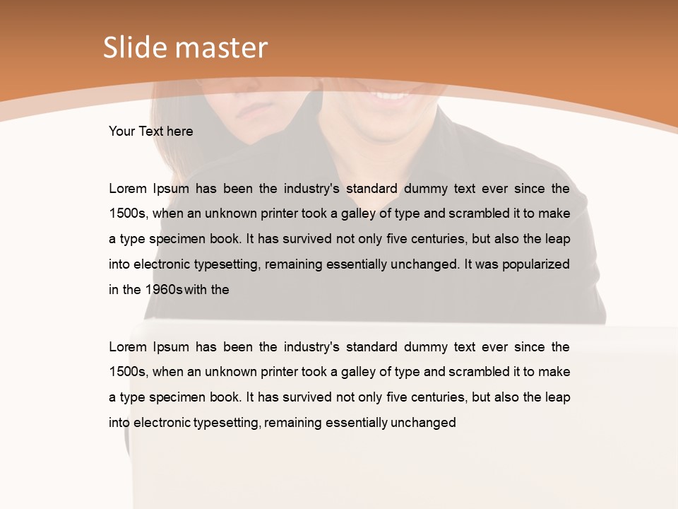 A Man And Woman Looking At A Laptop Computer PowerPoint Template