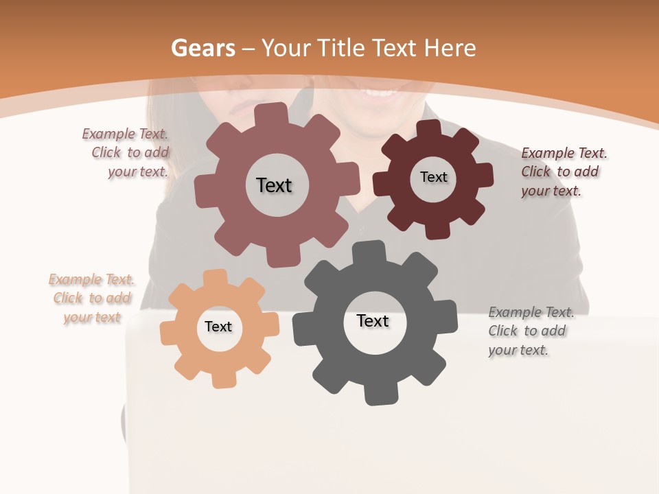 A Man And Woman Looking At A Laptop Computer PowerPoint Template