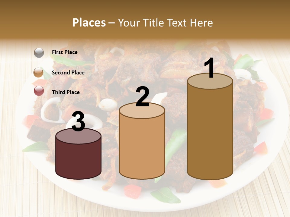 A White Plate Topped With Meat And Vegetables PowerPoint Template