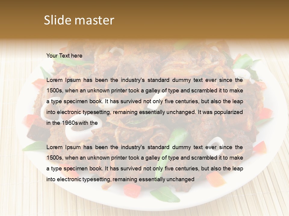 A White Plate Topped With Meat And Vegetables PowerPoint Template