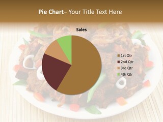 A White Plate Topped With Meat And Vegetables PowerPoint Template
