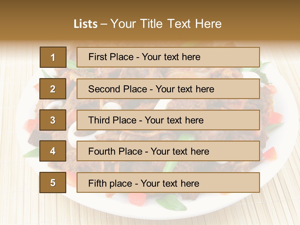 A White Plate Topped With Meat And Vegetables PowerPoint Template