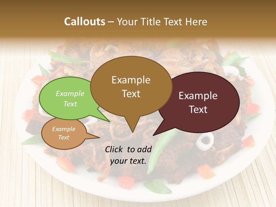 A White Plate Topped With Meat And Vegetables PowerPoint Template