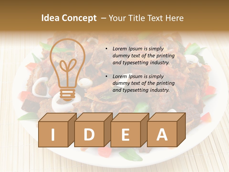 A White Plate Topped With Meat And Vegetables PowerPoint Template