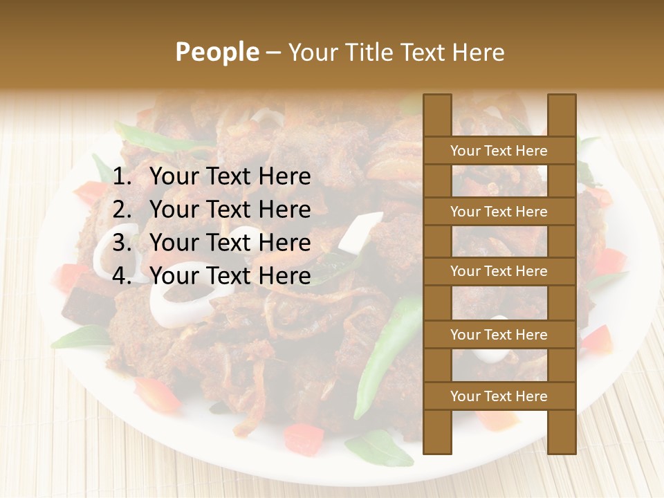 A White Plate Topped With Meat And Vegetables PowerPoint Template