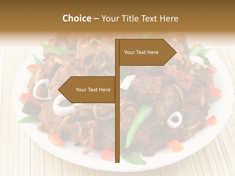 A White Plate Topped With Meat And Vegetables PowerPoint Template