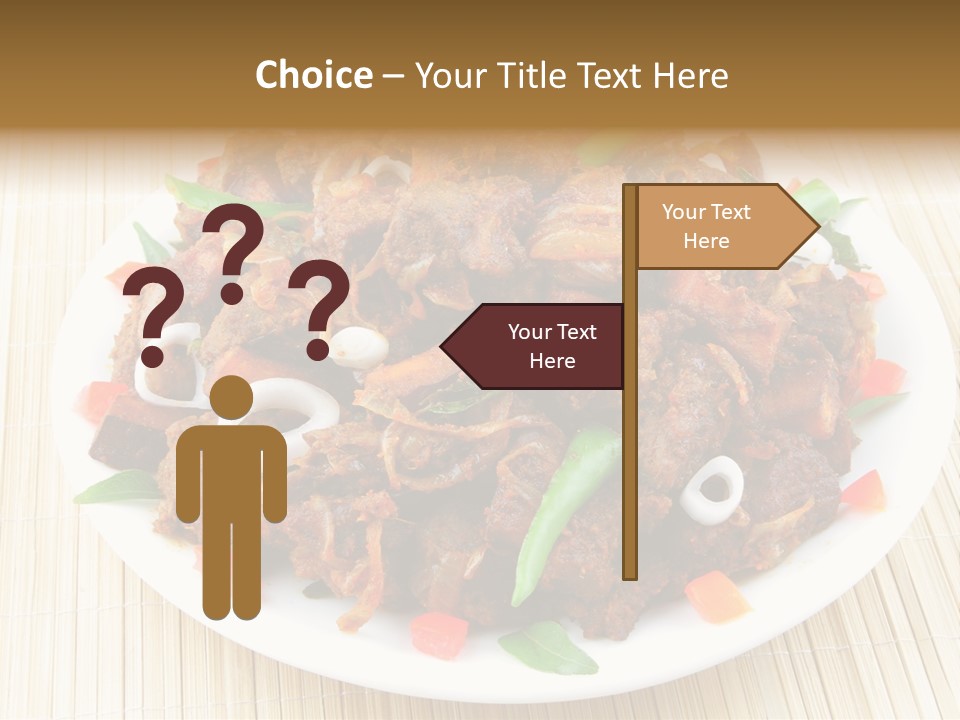 A White Plate Topped With Meat And Vegetables PowerPoint Template