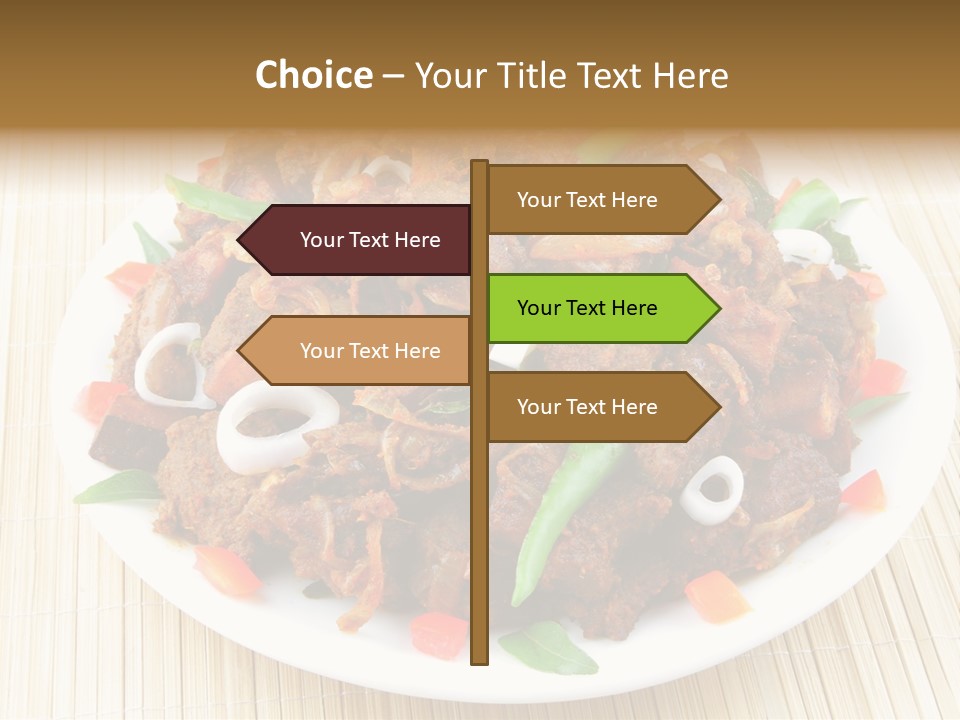 A White Plate Topped With Meat And Vegetables PowerPoint Template