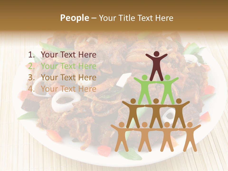 A White Plate Topped With Meat And Vegetables PowerPoint Template