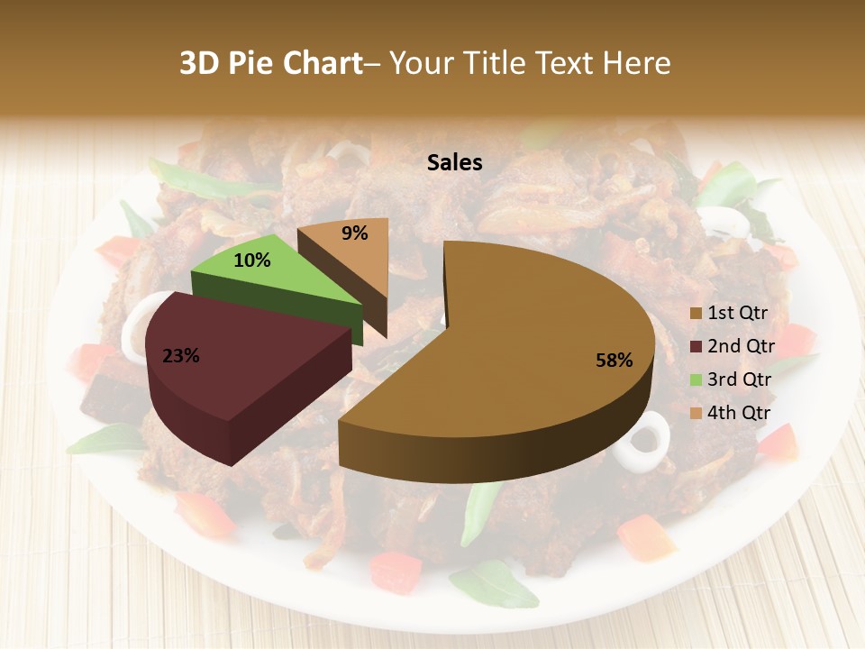 A White Plate Topped With Meat And Vegetables PowerPoint Template