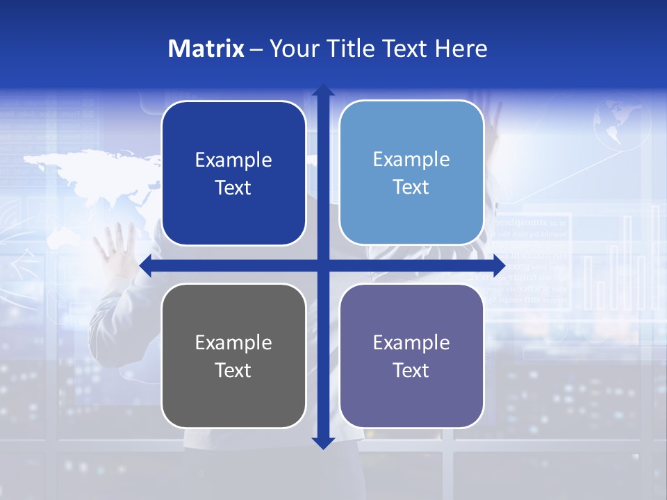 A Woman In A Business Suit Is Touching A Screen With Her Hands PowerPoint Template