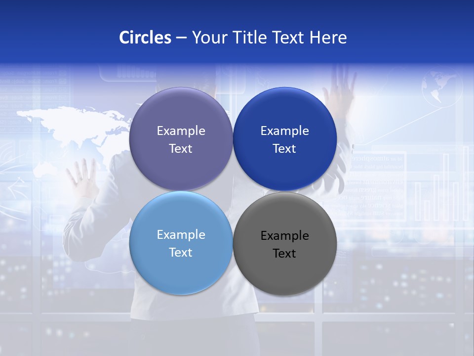 A Woman In A Business Suit Is Touching A Screen With Her Hands PowerPoint Template