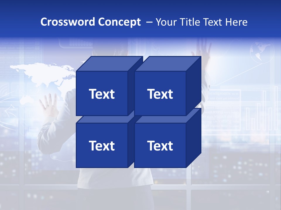 A Woman In A Business Suit Is Touching A Screen With Her Hands PowerPoint Template