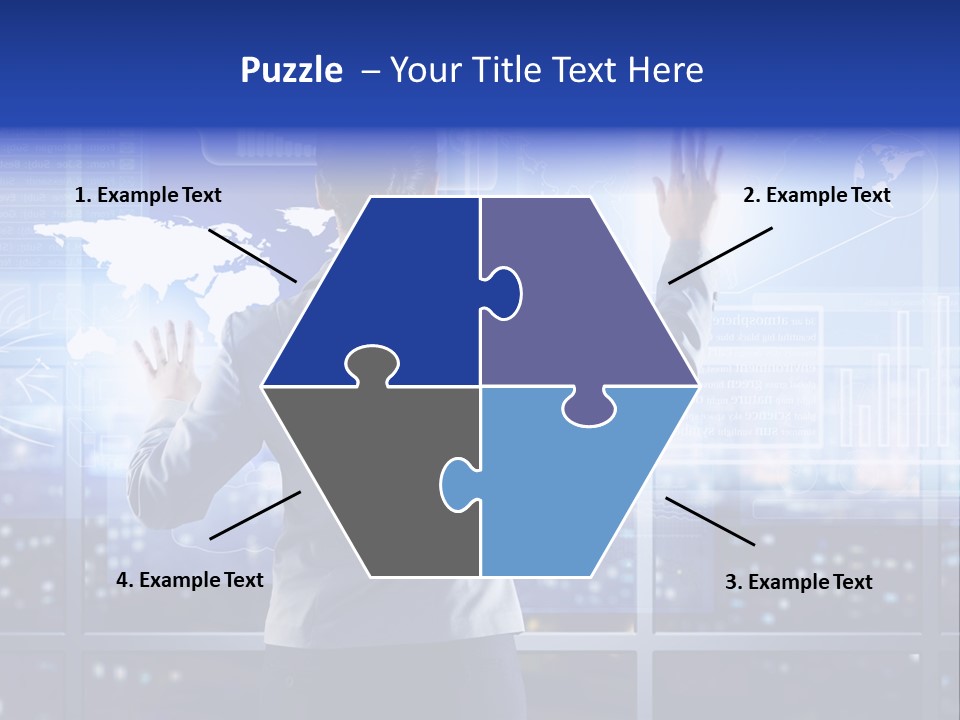 A Woman In A Business Suit Is Touching A Screen With Her Hands PowerPoint Template