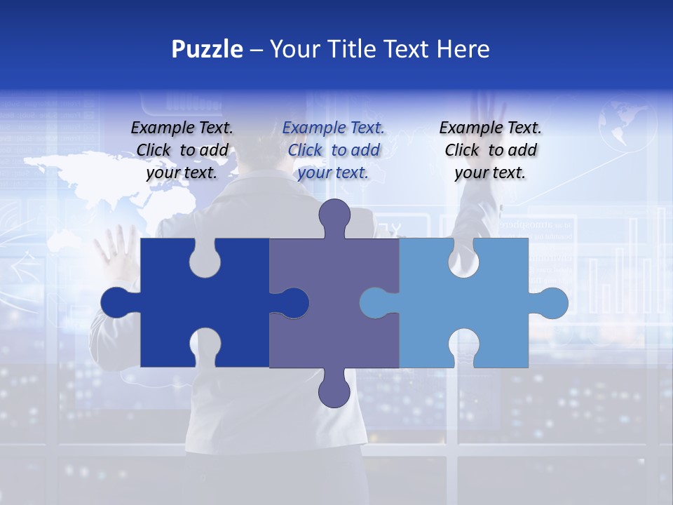 A Woman In A Business Suit Is Touching A Screen With Her Hands PowerPoint Template