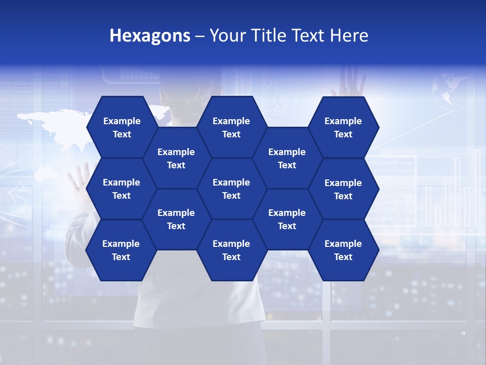 A Woman In A Business Suit Is Touching A Screen With Her Hands PowerPoint Template