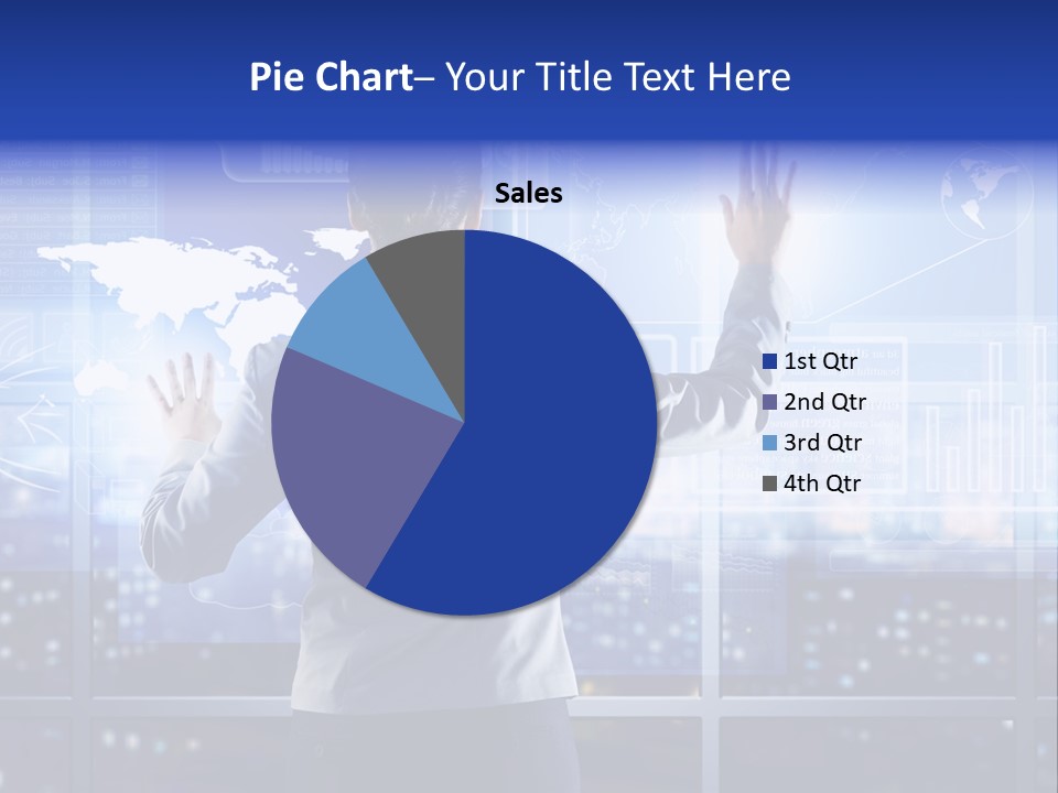 A Woman In A Business Suit Is Touching A Screen With Her Hands PowerPoint Template