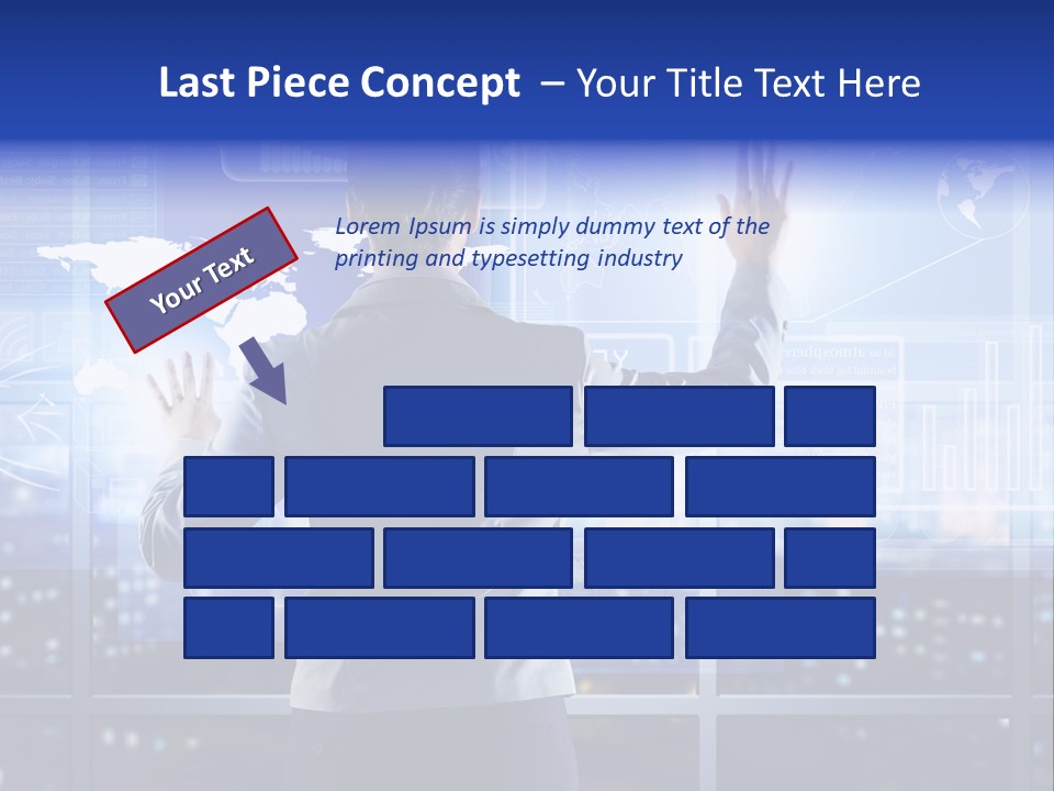 A Woman In A Business Suit Is Touching A Screen With Her Hands PowerPoint Template