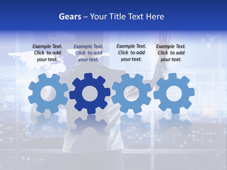 A Woman In A Business Suit Is Touching A Screen With Her Hands PowerPoint Template