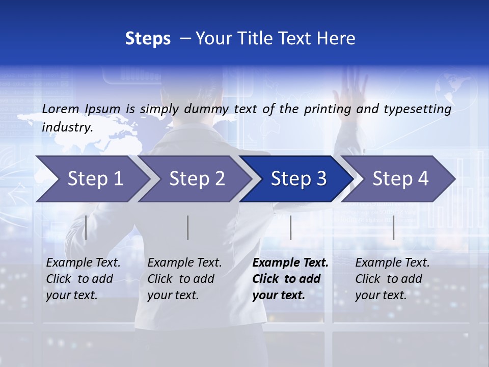 A Woman In A Business Suit Is Touching A Screen With Her Hands PowerPoint Template