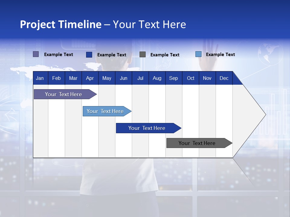 A Woman In A Business Suit Is Touching A Screen With Her Hands PowerPoint Template