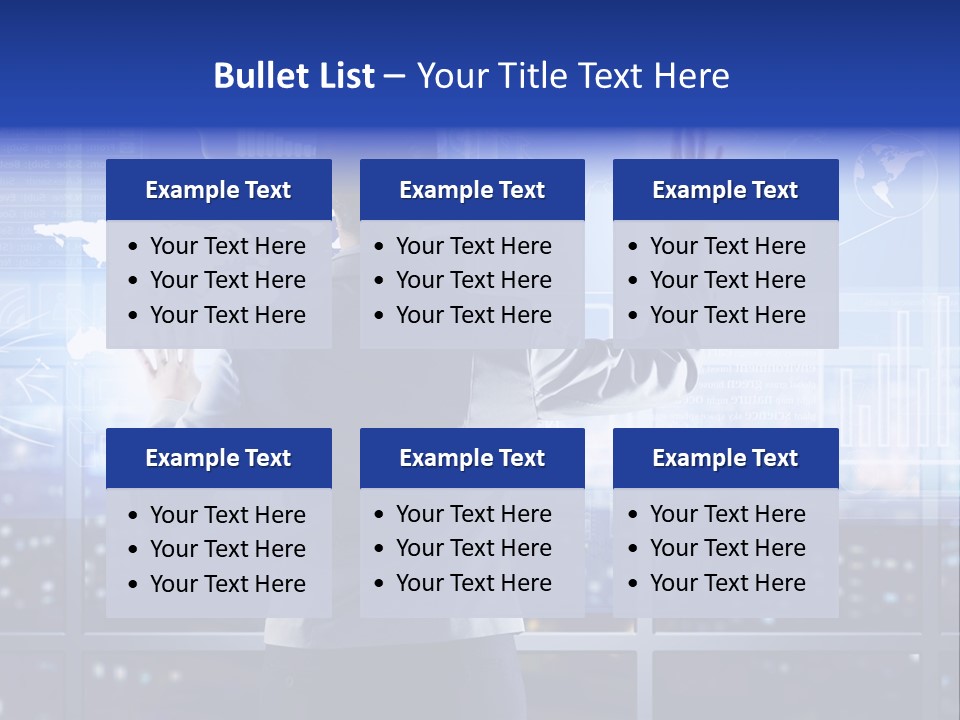 A Woman In A Business Suit Is Touching A Screen With Her Hands PowerPoint Template