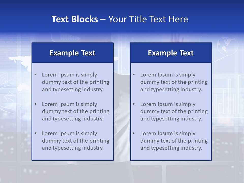 A Woman In A Business Suit Is Touching A Screen With Her Hands PowerPoint Template