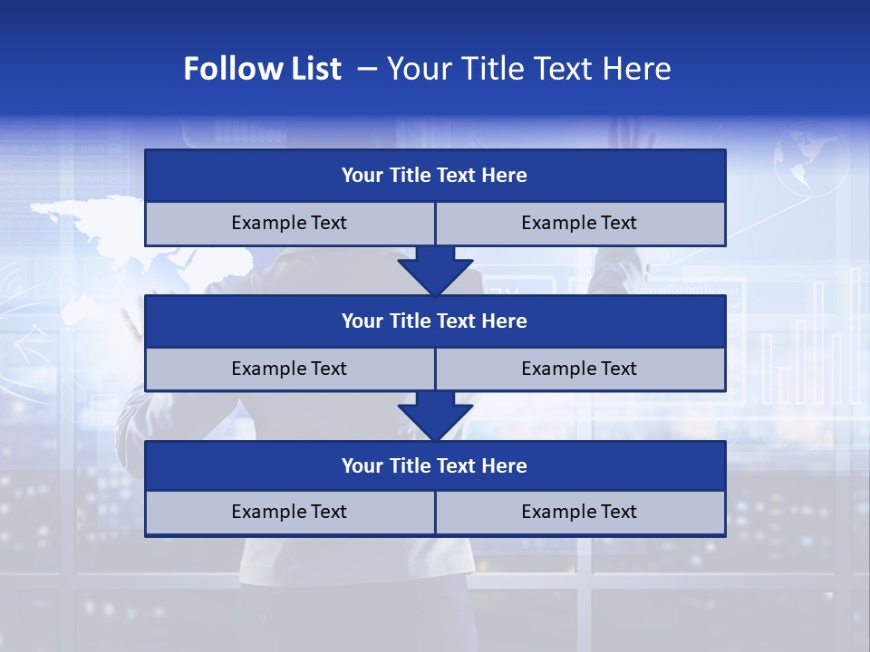 A Woman In A Business Suit Is Touching A Screen With Her Hands PowerPoint Template