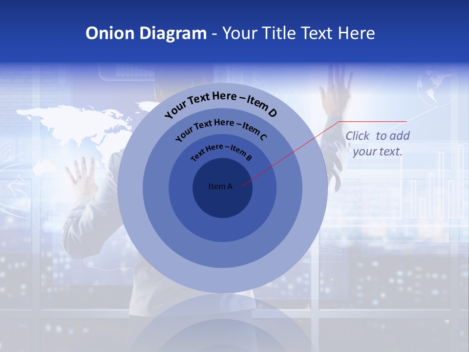 A Woman In A Business Suit Is Touching A Screen With Her Hands PowerPoint Template